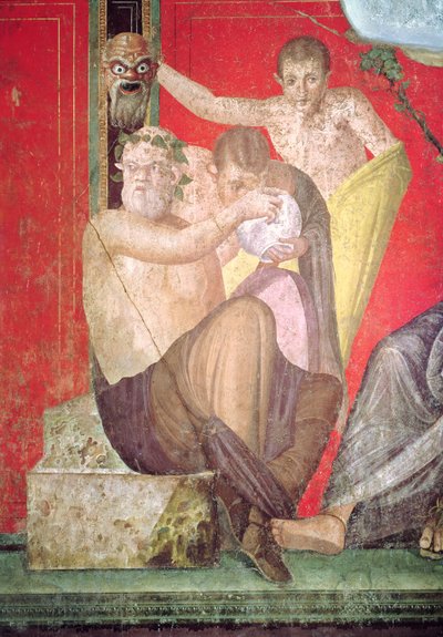 Silenus and the Young Satyr, East Wall, Oecus 5, 60-50 BC by Roman